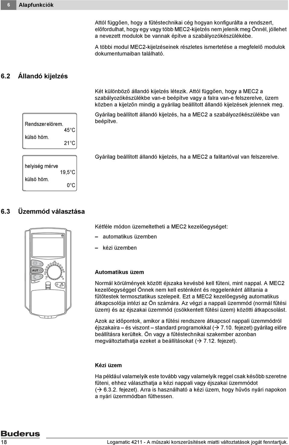 21 C helyiség mérve 19,5 C külsö höm. 0 C Két különböző állandó kijelzés létezik.