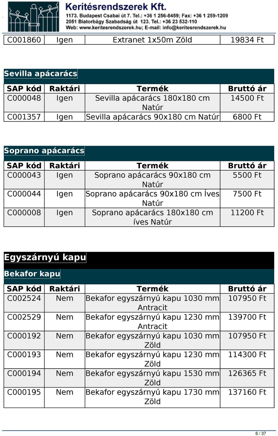 Egyszárnyú kapu Bekafor kapu C002524 C002529 C000192 C000193 C000194 C000195 Bekafor egyszárnyú kapu 1030 mm Antracit Bekafor egyszárnyú kapu 1230 mm Antracit Bekafor