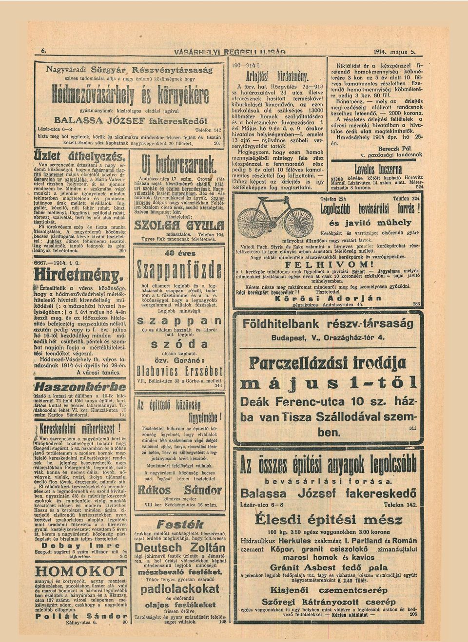 Vn szerencsőm értesíteni ngy ér d e m ű közönséget, hogy fehérnemű tisz tító Üzletemet május elsejétől kezdve drgenerslch ur plotájáb, Mári Vléri utci részben helyezem á t é s újonnn rendezem be.