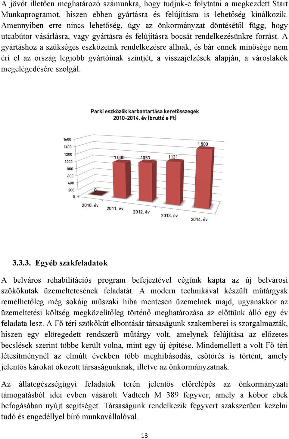 A gyártáshoz a szükséges eszközeink rendelkezésre állnak, és bár ennek minősége nem éri el az ország legjobb gyártóinak szintjét, a visszajelzések alapján, a városlakók megelégedésére szolgál. 3.