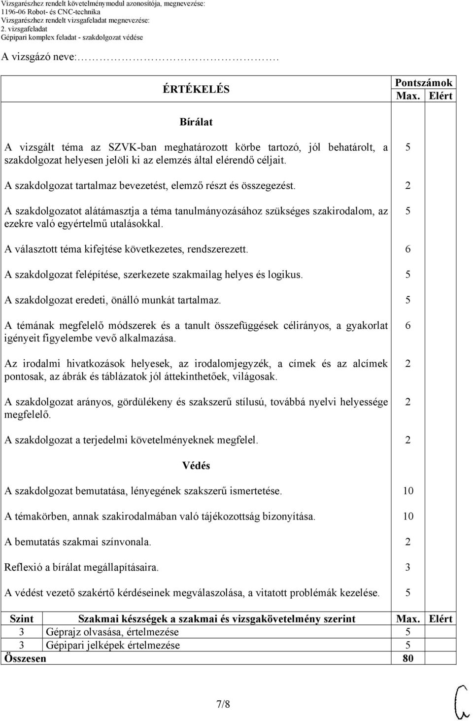 A választott téma kifejtése következetes, rendszerezett. A szakdolgozat felépítése, szerkezete szakmailag helyes és logikus. A szakdolgozat eredeti, önálló munkát tartalmaz.