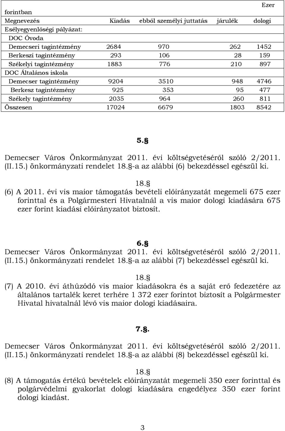 (II.15.) önkormányzati rendelet -a az alábbi (6) bekezdéssel egészül ki. (6) A 2011.