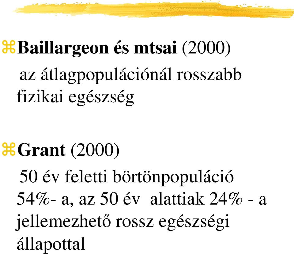 Grant (2000) 50 év feletti börtönpopuláció 54%-