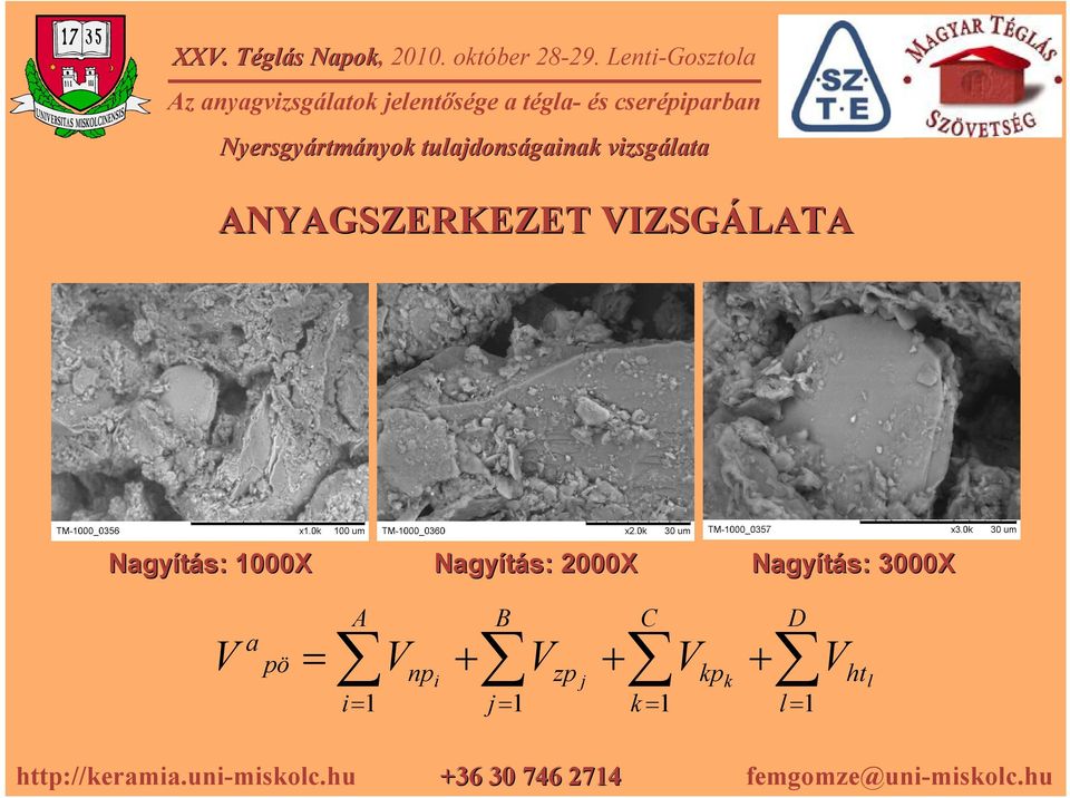 vizsgálata ANYAGSZERKEZET VIZSGÁLATA Nagyítás: 1000X Nagyítás: 2000X A B Nagyítás: