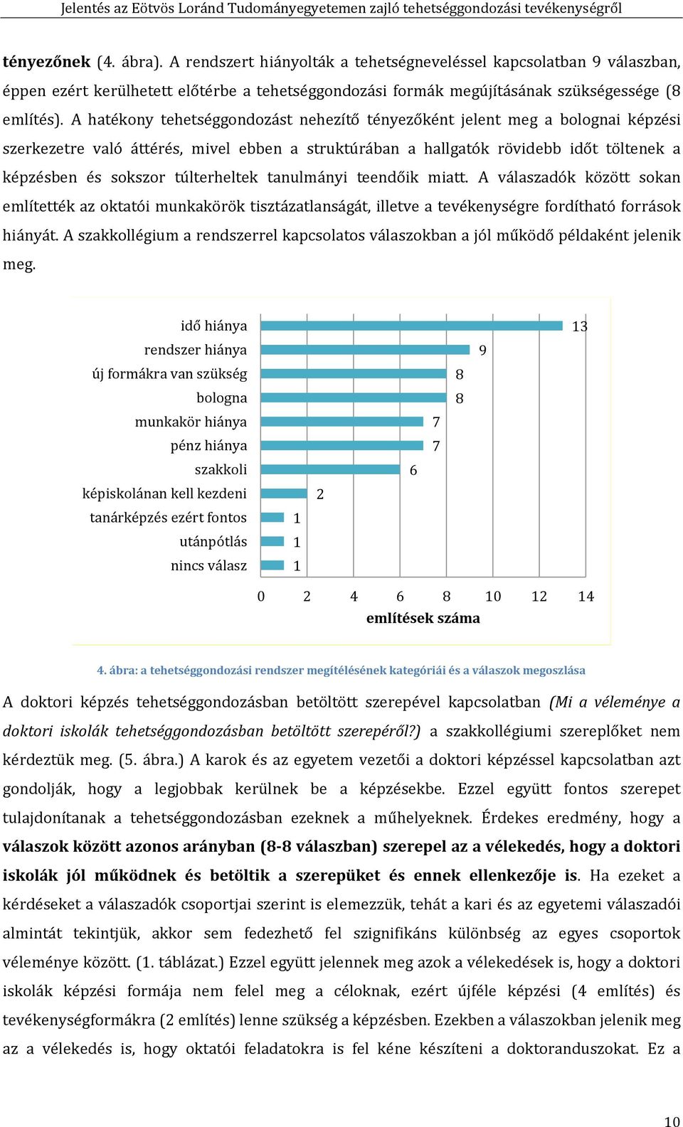 túlterheltek tanulmányi teendőik miatt. A válaszadók között sokan említették az oktatói munkakörök tisztázatlanságát, illetve a tevékenységre fordítható források hiányát.