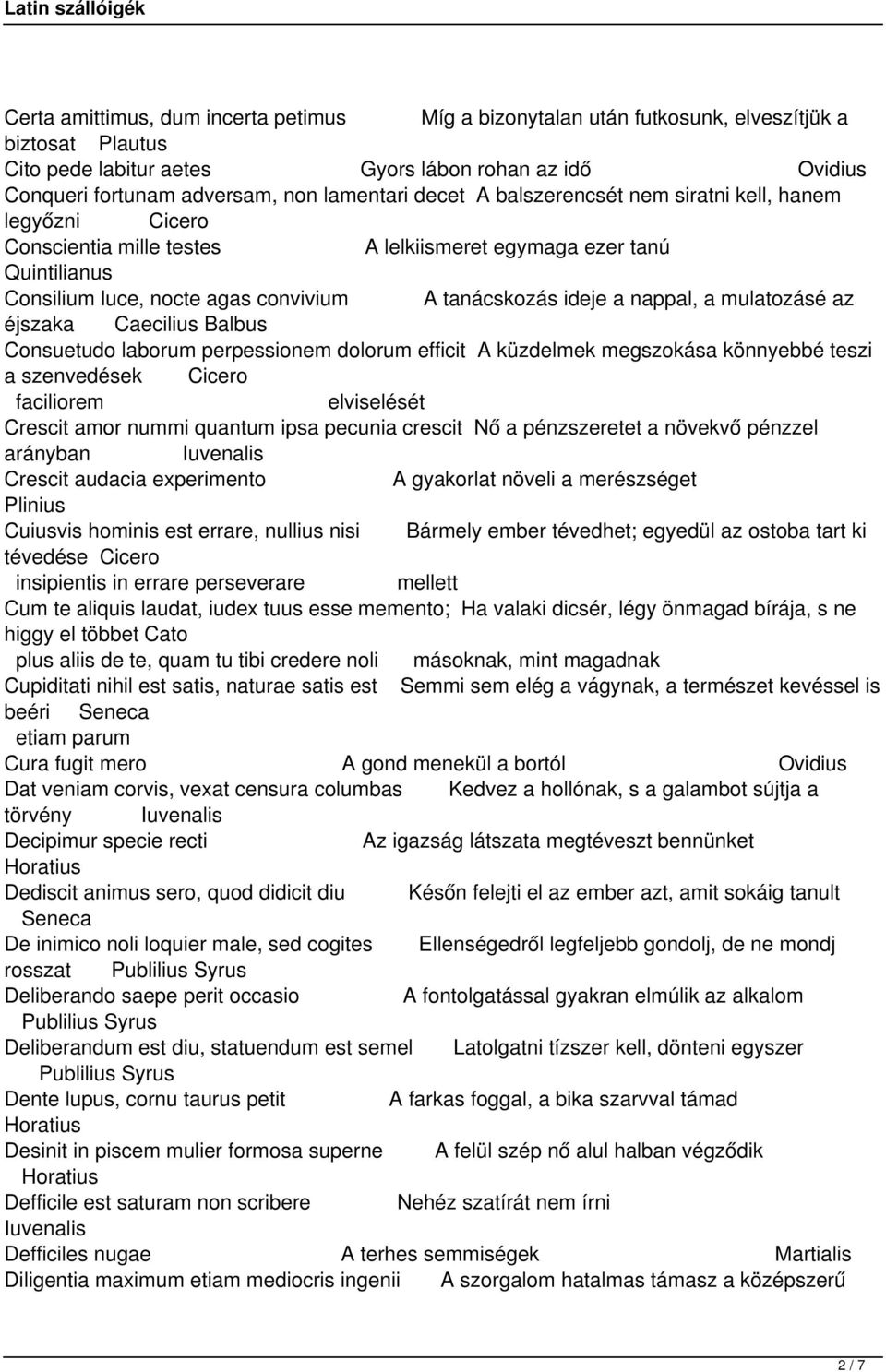 az éjszaka Caecilius Balbus Consuetudo laborum perpessionem dolorum efficit A küzdelmek megszokása könnyebbé teszi a szenvedések faciliorem elviselését Crescit amor nummi quantum ipsa pecunia crescit