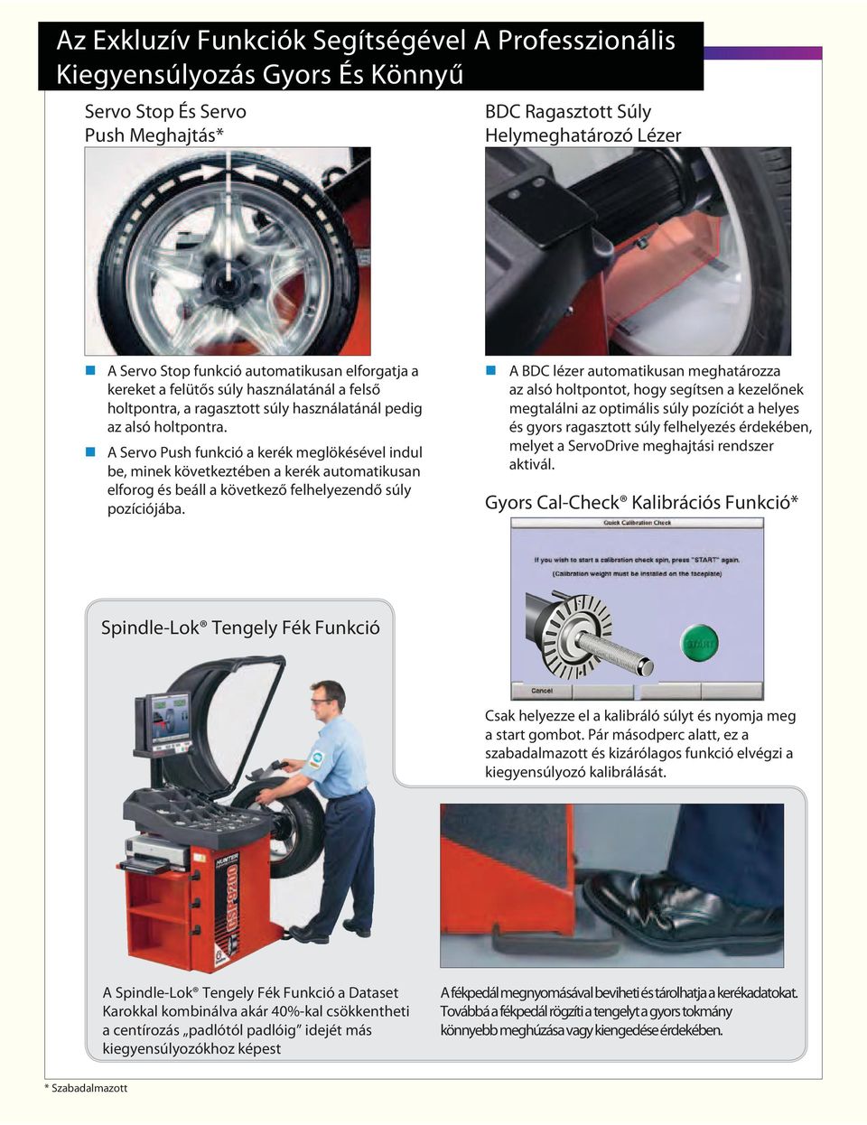 A Servo Push funkció a kerék meglökésével indul be, minek következtében a kerék automatikusan elforog és beáll a következő felhelyezendő súly pozíciójába.