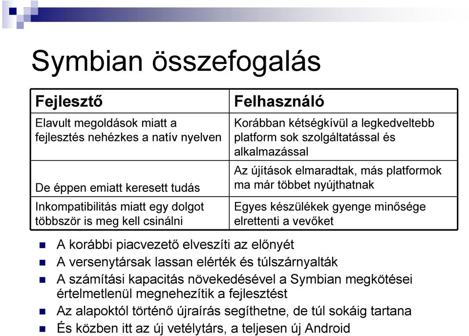 Egyes készülékek gyenge minısége elrettenti a vevıket A korábbi piacvezetı elveszíti az elınyét A versenytársak lassan elérték és túlszárnyalták A számítási kapacitás