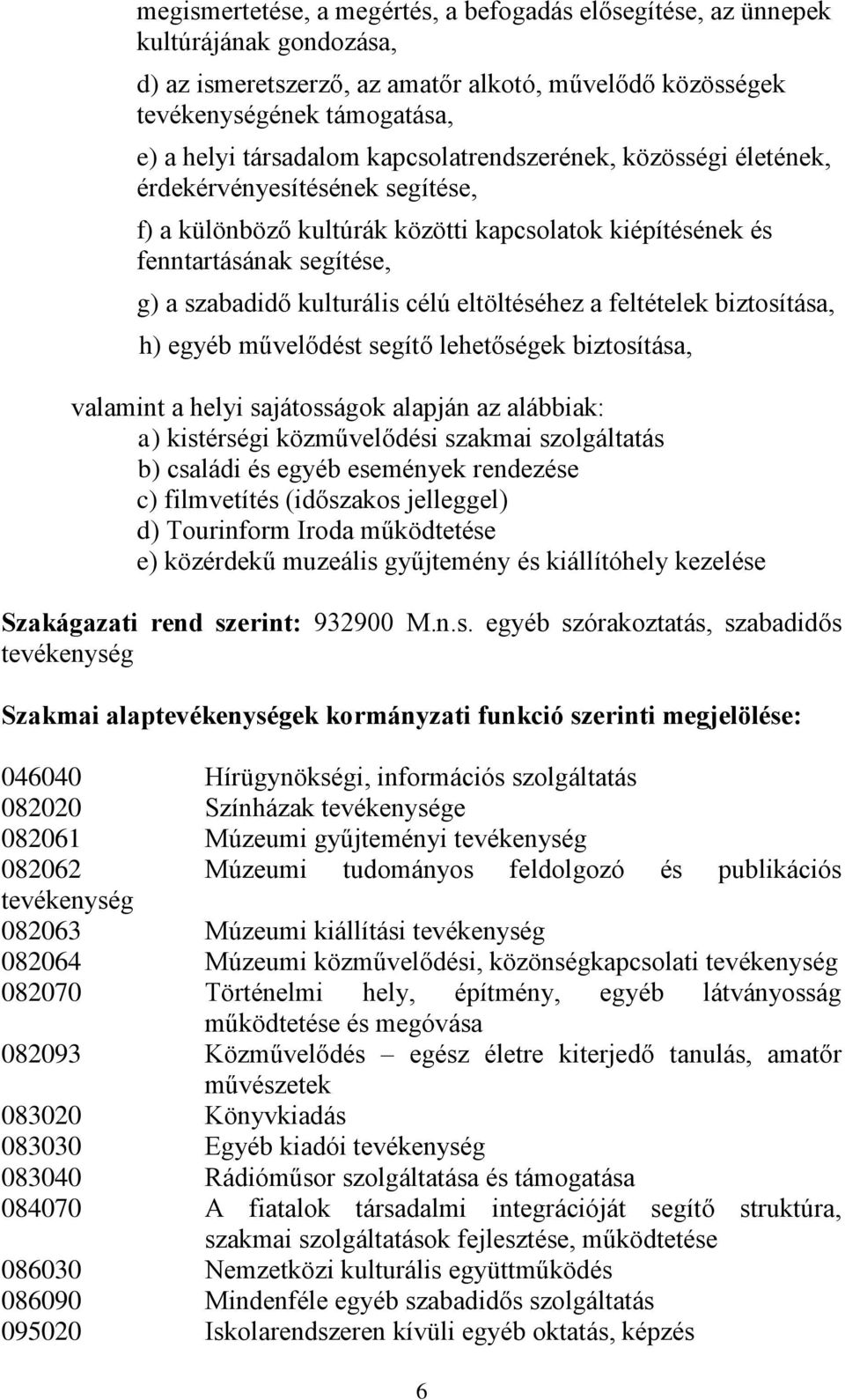 eltöltéséhez a feltételek biztosítása, h) egyéb művelődést segítő lehetőségek biztosítása, valamint a helyi sajátosságok alapján az alábbiak: a) kistérségi közművelődési szakmai szolgáltatás b)