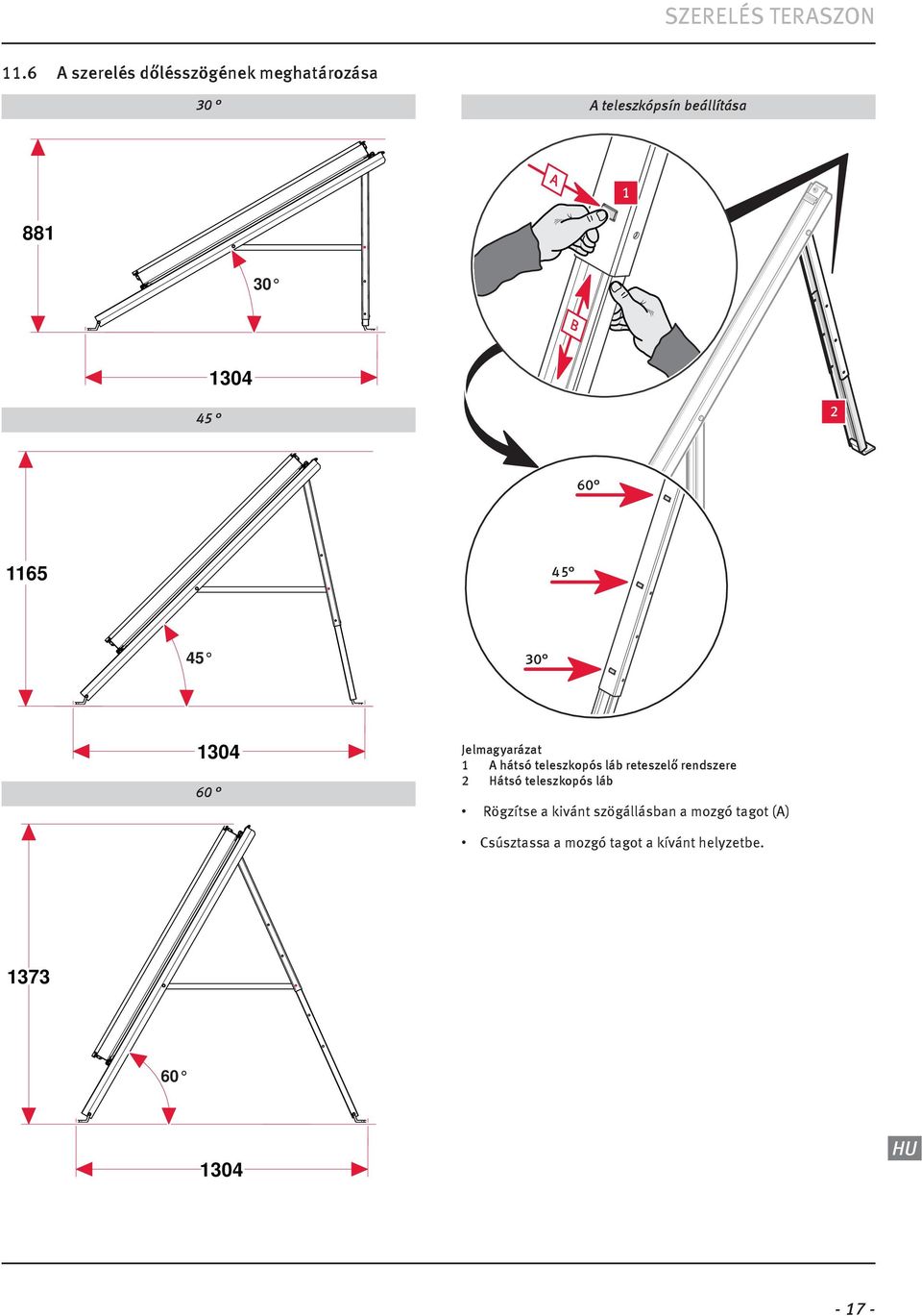 B 04 45 60 65 45 45 0 04 60 hátsó teleszkopós láb reteszelő rendszere