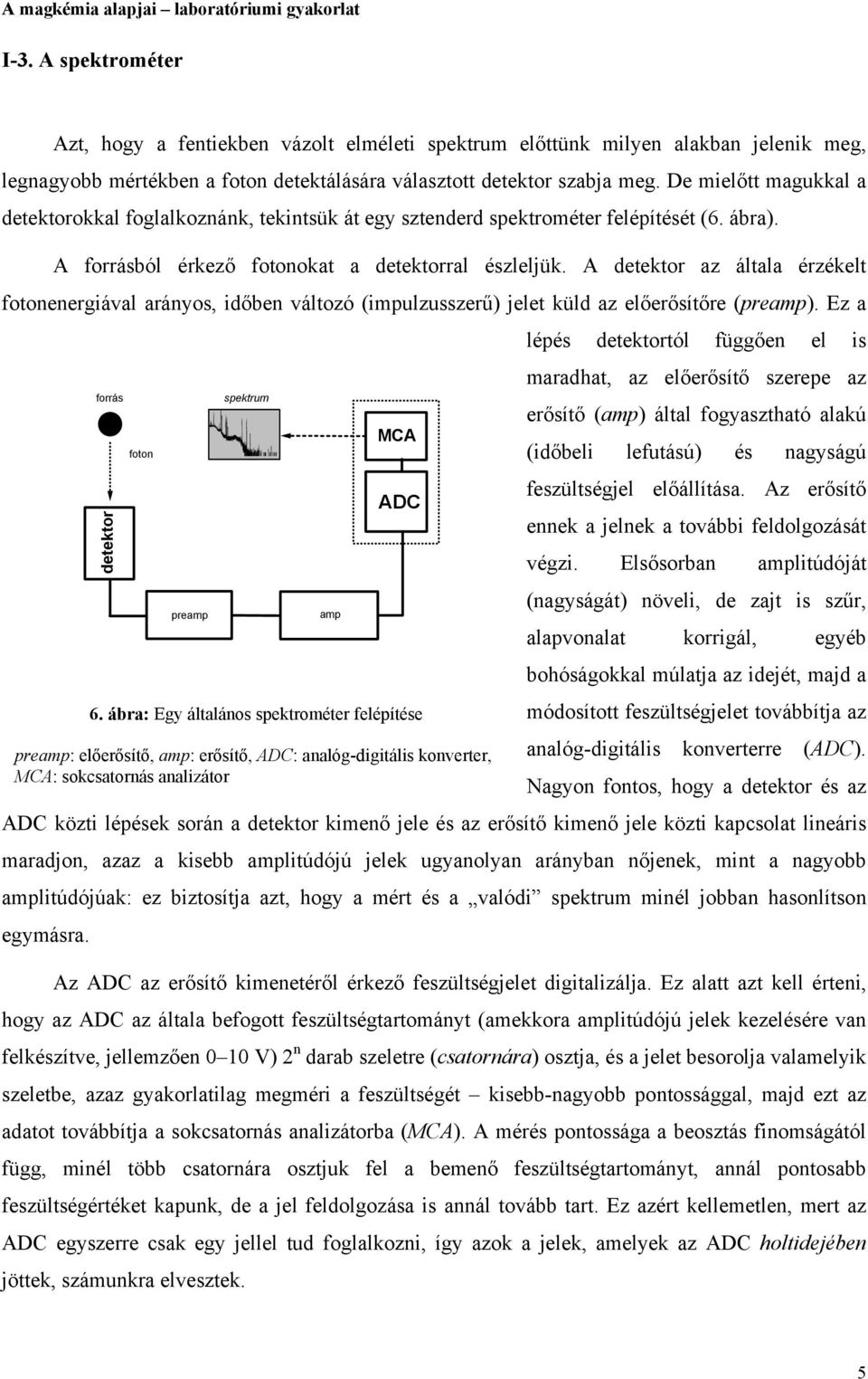 A detektor az általa érzékelt fotonenergiával arányos, időben változó (impulzusszerű) jelet küld az előerősítőre (preamp).