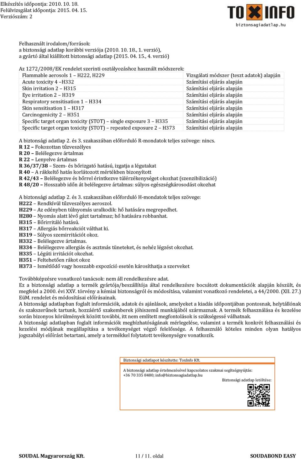 irritation 2 H319 Respiratory sensitisation 1 H334 Skin sensitisation 1 H317 Carcinogenicity 2 H351 Specific target organ toxicity (STOT) single exposure 3 H335 Specific target organ toxicity (STOT)