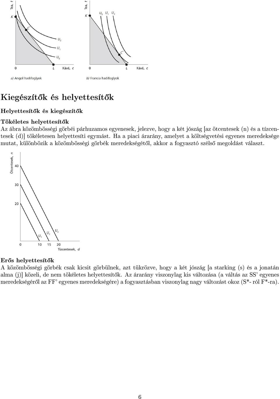 Ha a piaci árarány, amelyet a költségvetési egyenes meredeksége mutat, különbözik a közömbösségi görbék meredekségét l, akkor a fogyasztó széls megoldást választ.