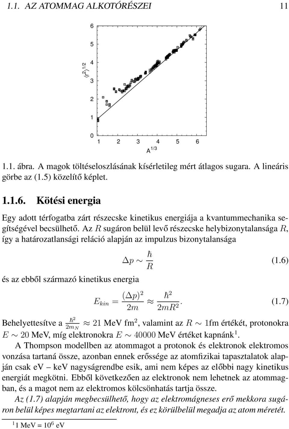 (1.7) Behelyettesítve a 2 2m N 21 MeV fm 2, valamint az R 1fm értékét, protonokra E 20 MeV, míg elektronokra E 40000 MeV értéket kapnánk 1.