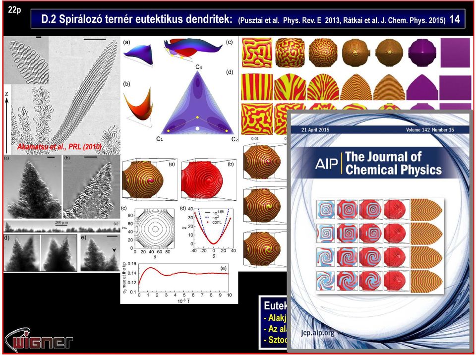 , PRL (2010) Eutektikus dendritek: - Alakjuk, mint az egyfázisú dendriteké: y ~