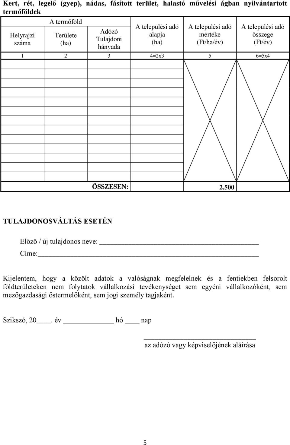 megfelelnek és a fentiekben felsorolt földterületeken nem folytatok vállalkozási tevékenységet sem egyéni