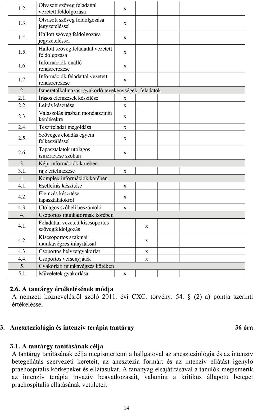 Tesztfeladat megoldása 2.5. Szöveges előadás egyéni felkészüléssel 2.6. Tapasztalatok utólagos ismertetése szóban 3. Képi információk körében 3.1. rajz értelmezése 4. Komple információk körében 4.1. Esetleírás készítése 4.