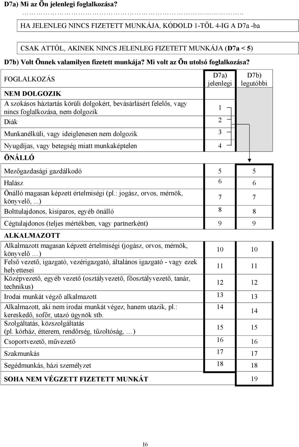 Mi volt az Ön utolsó foglalkozása?