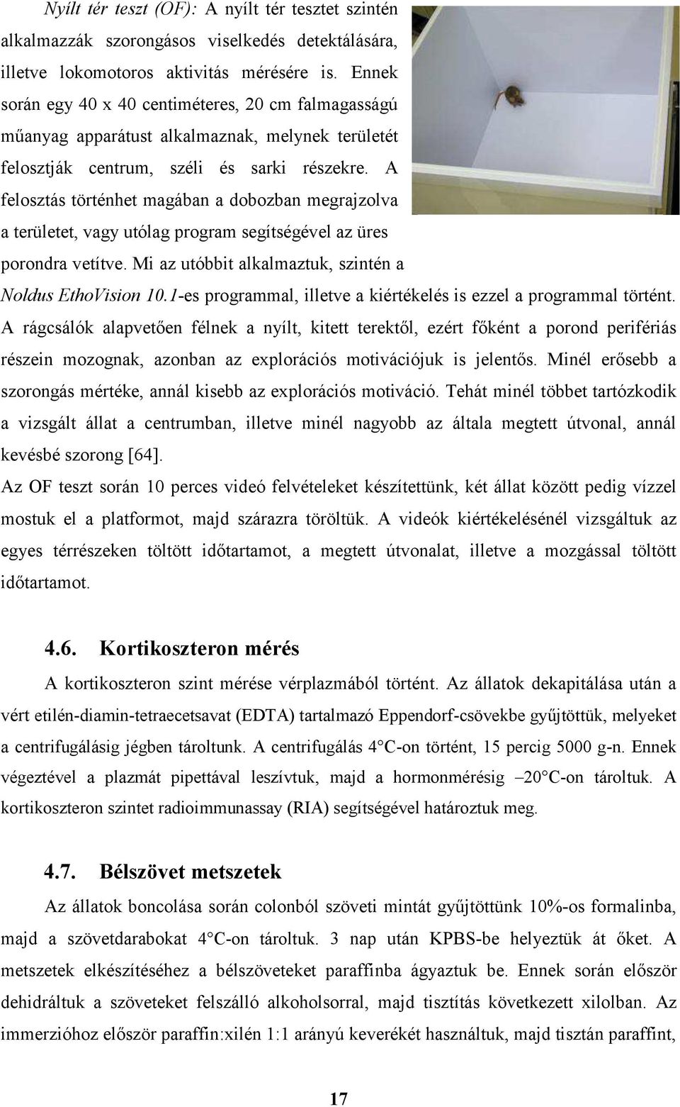 A felosztás történhet magában a dobozban megrajzolva a területet, vagy utólag program segítségével az üres ).ábra: Nyílt tér teszt, forrás: porondra vetítve.