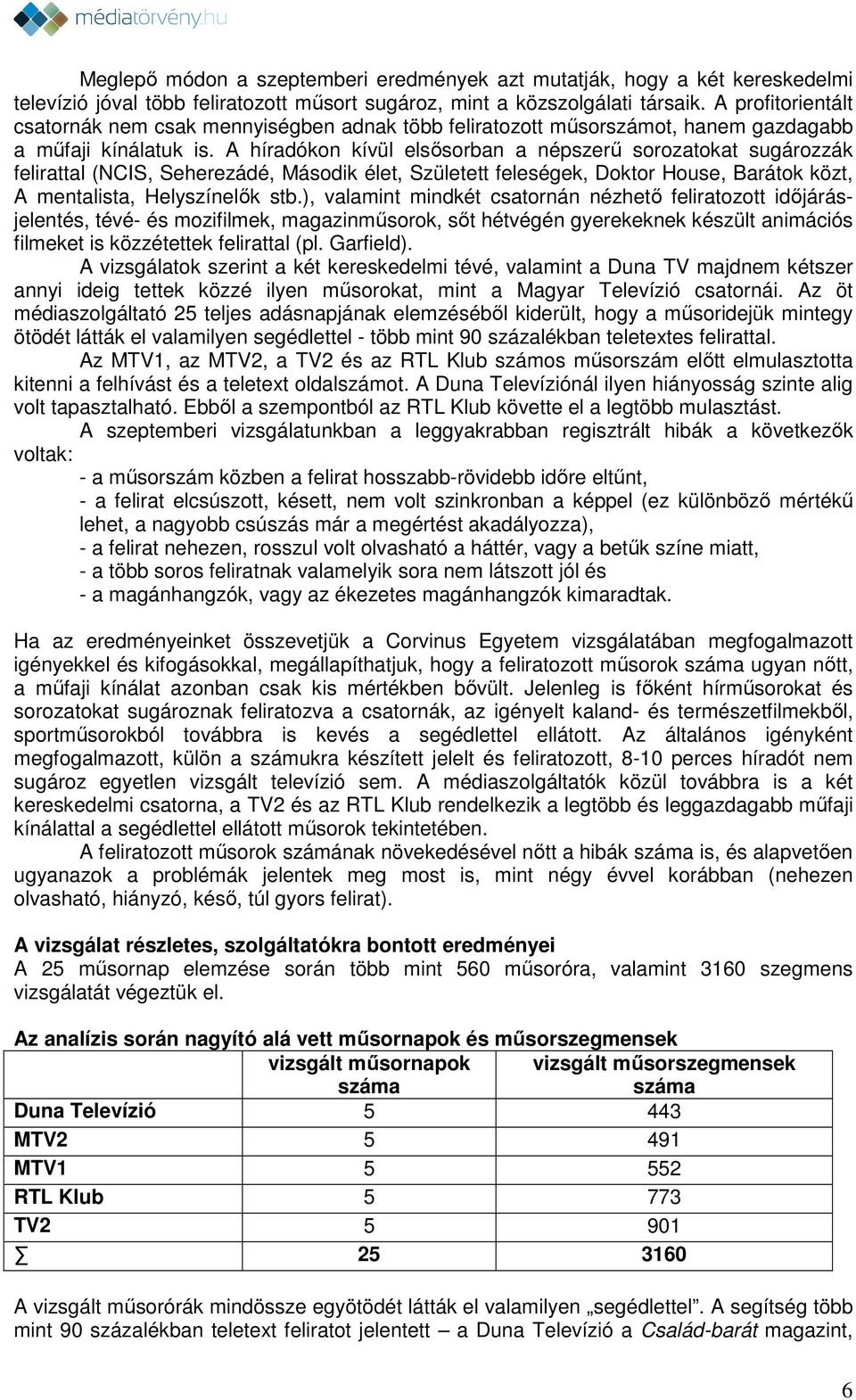 A híradókon kívül elsősorban a népszerű sorozatokat sugározzák felirattal (NCIS, Seherezádé, Második élet, Született feleségek, Doktor House, Barátok közt, A mentalista, Helyszínelők stb.