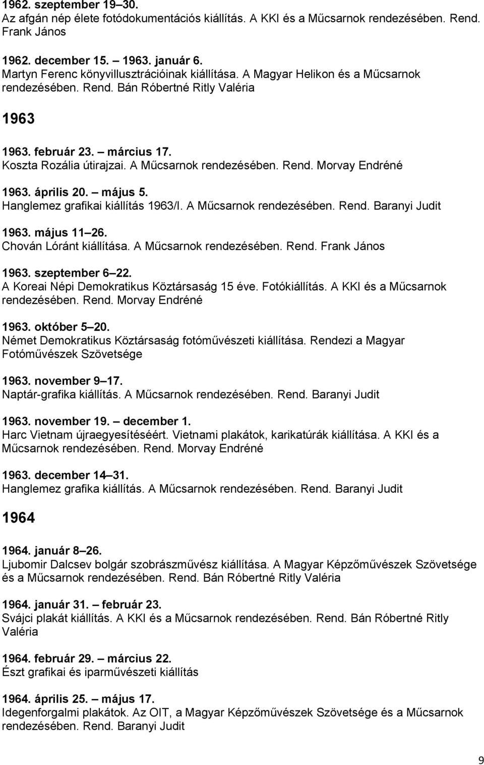 A Műcsarnok rendezésében. Rend. Morvay Endréné 1963. április 20. május 5. Hanglemez grafikai kiállítás 1963/I. A Műcsarnok rendezésében. Rend. Baranyi Judit 1963. május 11 26.