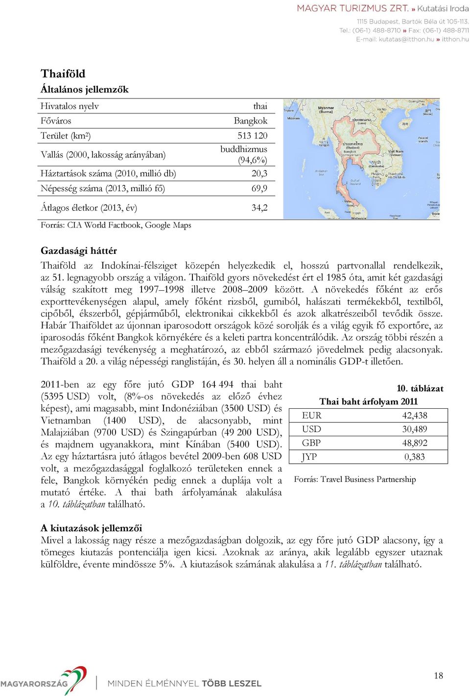 rendelkezik, az 51. legnagyobb ország a világon. Thaiföld gyors növekedést ért el 1985 óta, amit két gazdasági válság szakított meg 1997 1998 illetve 2008 2009 között.