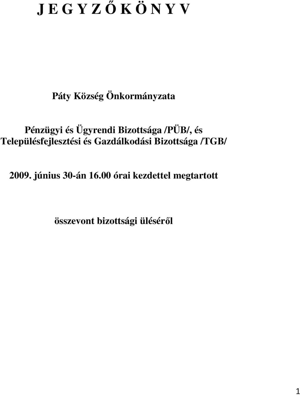 Gazdálkodási Bizottsága /TGB/ 2009. június 30-án 16.