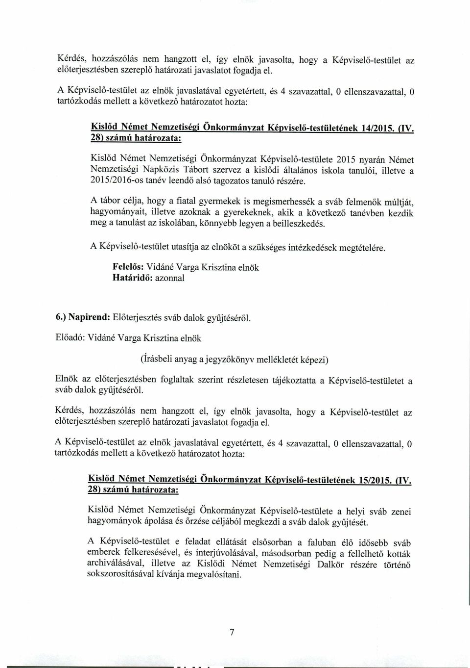 Képviselő-testületének 14/2015. (IV.