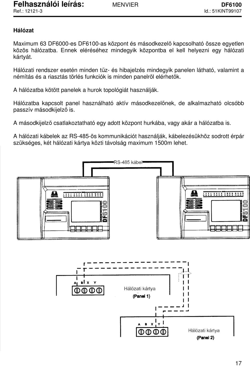 A hálózatba kötött panelek a hurok topológiát használják. Hálózatba kapcsolt panel használható aktív másodkezelőnek, de alkalmazható olcsóbb passzív másodkijelző is.