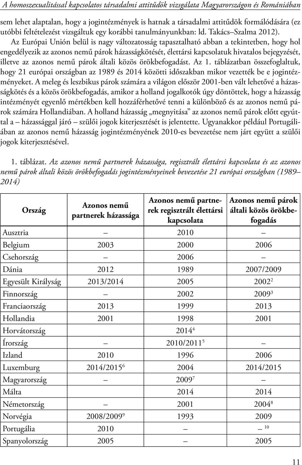 Az Európai Unión belül is nagy változatosság tapasztalható abban a tekintetben, hogy hol engedélyezik az azonos nemű párok házasságkötését, élettársi kapcsolatuk hivatalos bejegyzését, illetve az