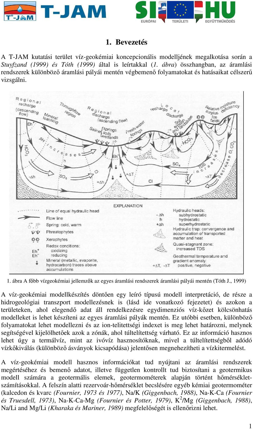 ábra A főbb vízgeokémiai jellemzők az egyes áramlási rendszerek áramlási pályái mentén (Tóth J.