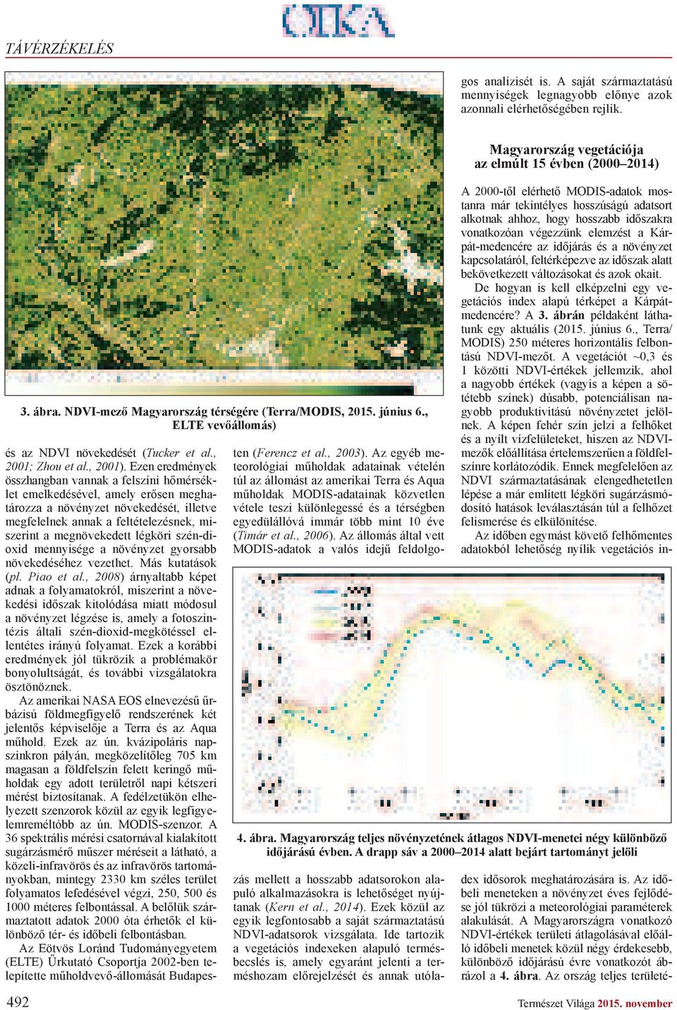 A saját származtatású mennyiségek legnagyobb el nye azok azonnali elérhet ségében rejlik. 492 3. ábra. NDVI-mez Magyarország térségére (Terra/MODIS, 2015. június 6.