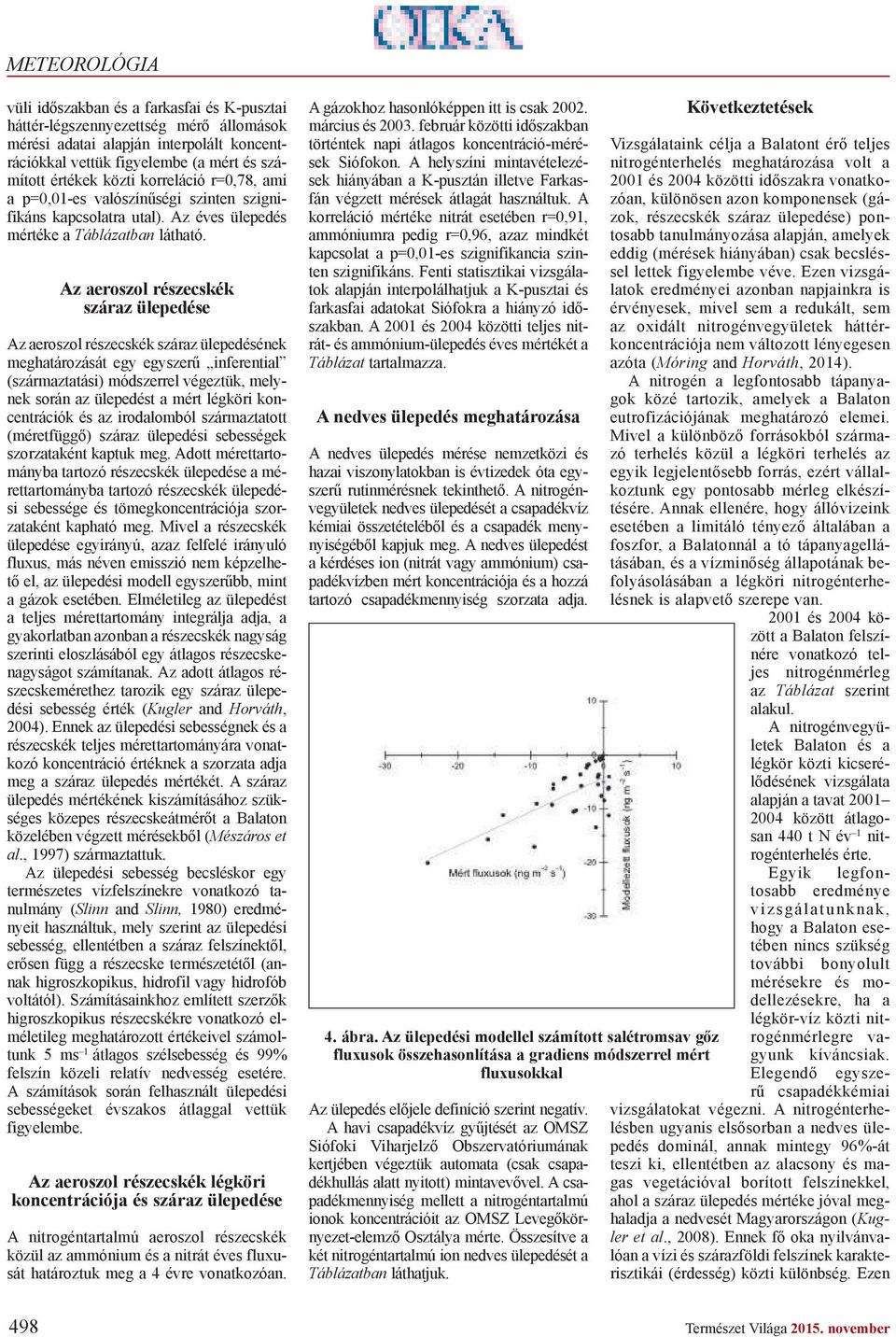 Az aeroszol részecskék száraz ülepedése Az aeroszol részecskék száraz ülepedésének meghatározását egy egyszer inferential (származtatási) módszerrel végeztük, melynek során az ülepedést a mért