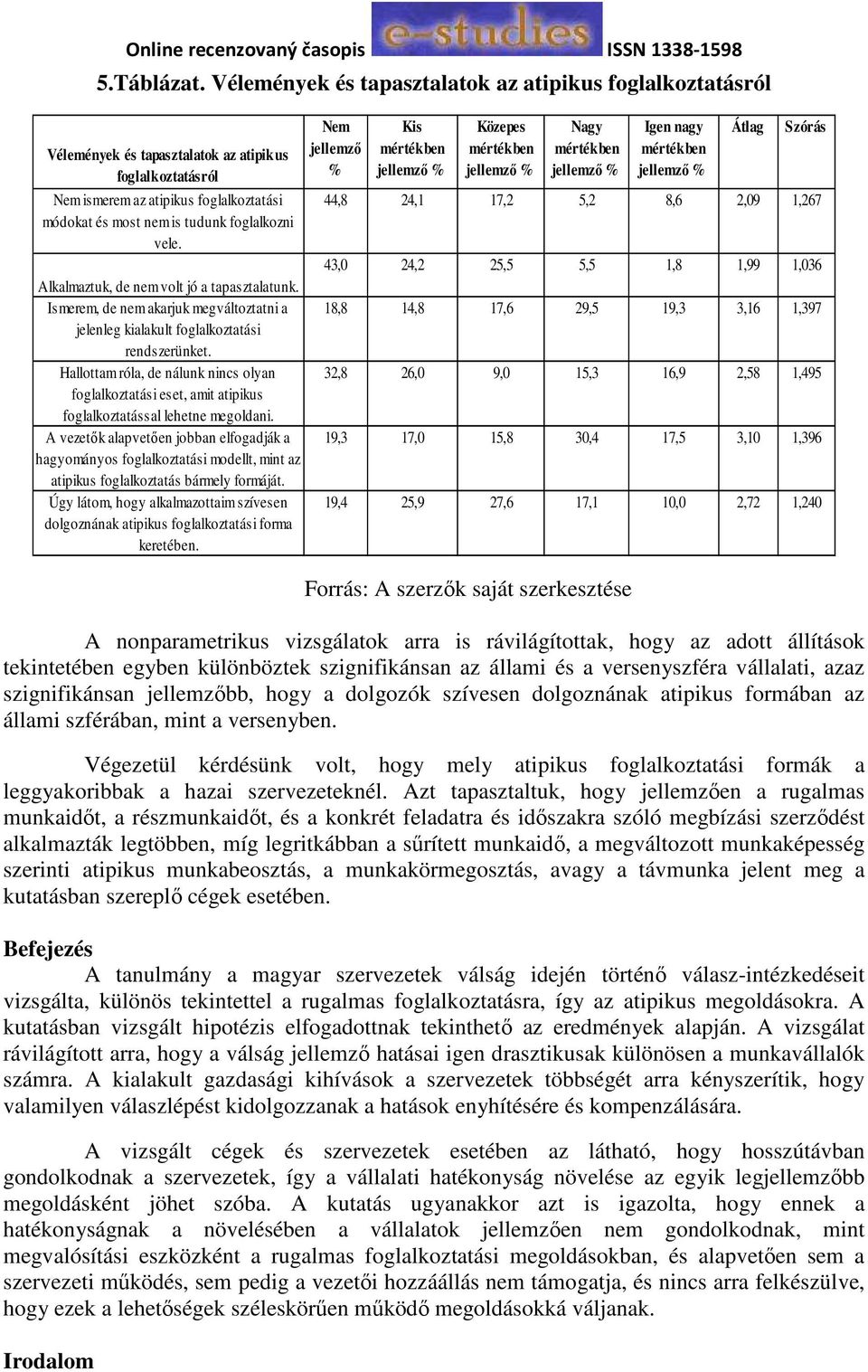 vele. Alkalmaztuk, de nem volt jó a tapasztalatunk. Ismerem, de nem akarjuk megváltoztatni a jelenleg kialakult foglalkoztatási rendszerünket.