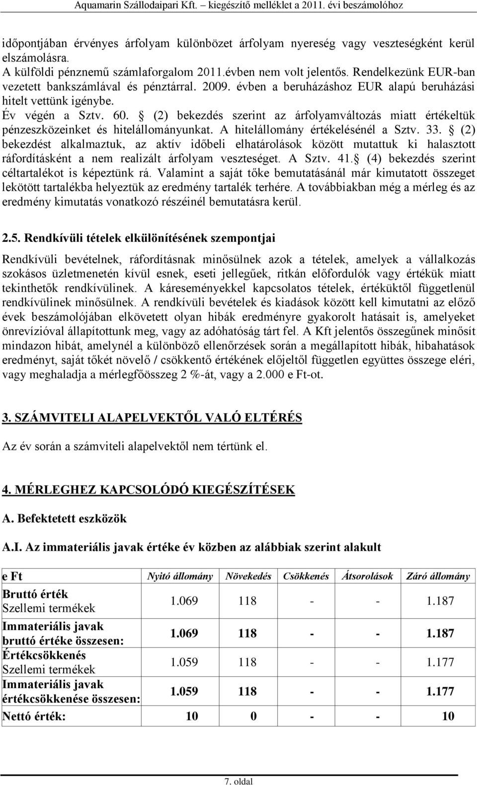 (2) bekezdés szerint az árfolyamváltozás miatt értékeltük pénzeszközeinket és hitelállományunkat. A hitelállomány értékelésénél a Sztv. 33.