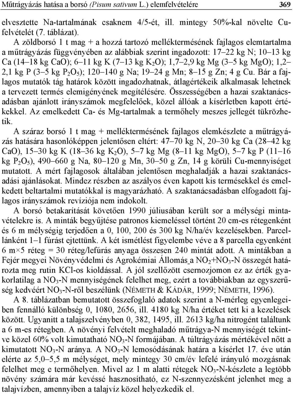 O); 1,7 2,9 kg Mg (3 5 kg MgO); 1,2 2,1 kg P (3 5 kg P 2 O 5 ); 120 140 g Na; 19 24 g Mn; 8 15 g Zn; 4 g Cu.