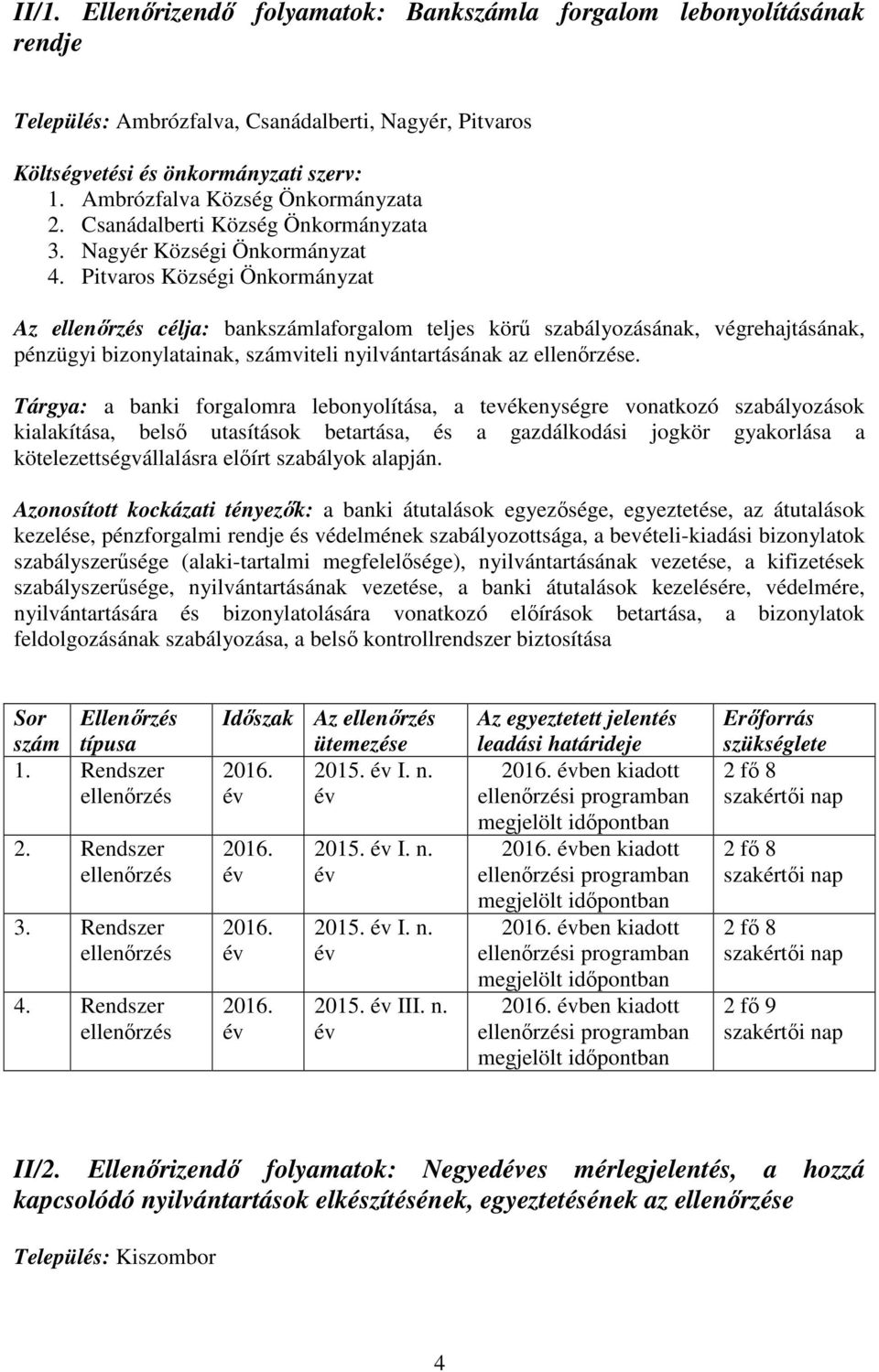 Pitvaros Községi Önkormányzat Az célja: bankszámlaforgalom teljes körű szabályozásának, végrehajtásának, pénzügyi bizonylatainak, számviteli nyilvántartásának az e.