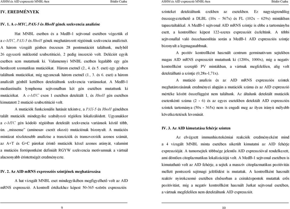 A három vizsgált génben összesen 28 pontmutációt találtunk, melyből 26 egyszerű nukleotid szubsztitúció, 2 pedig inszerció volt. Deléciót egyik esetben sem mutattunk ki.