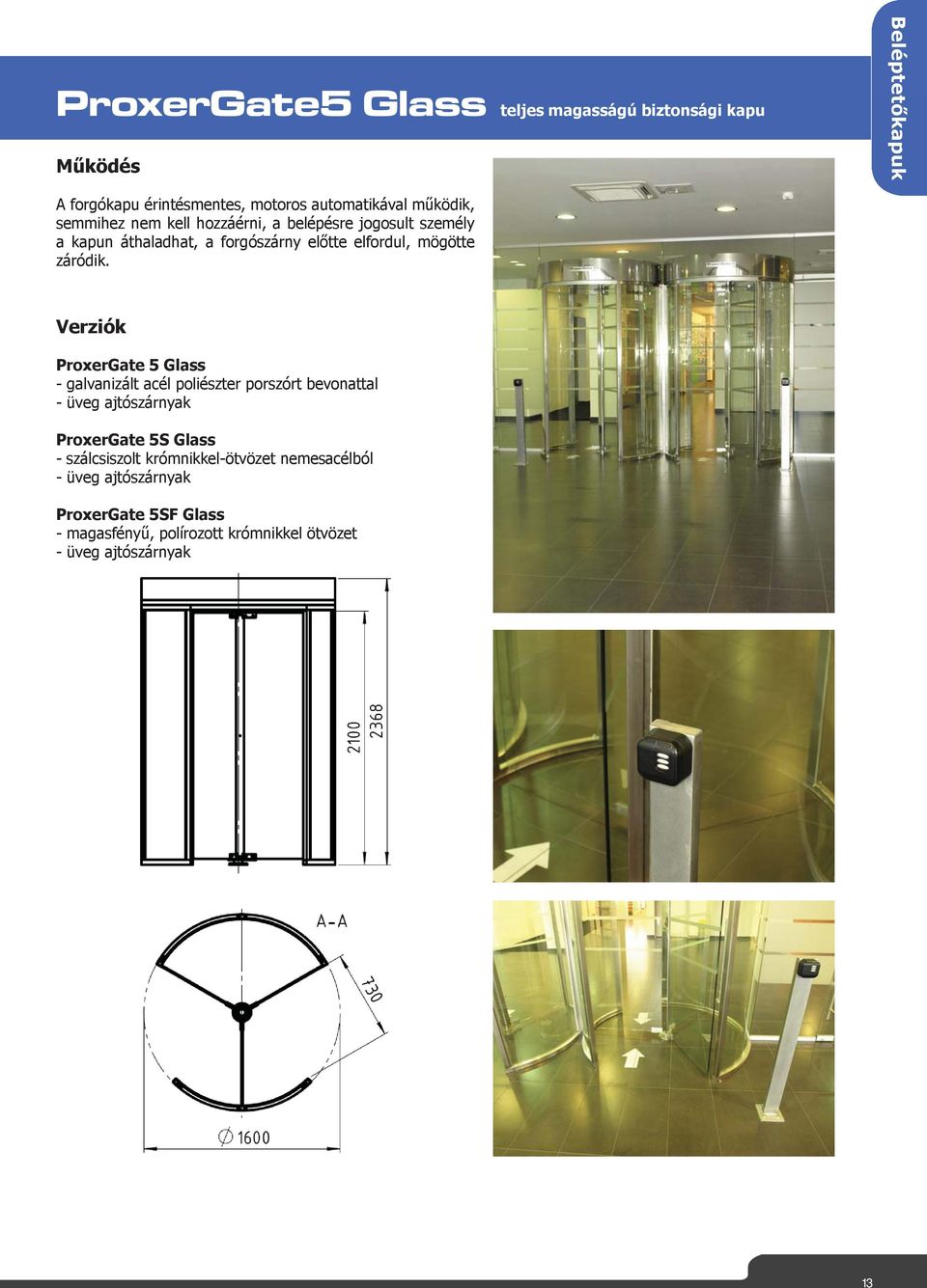 Verziók ProxerGate 5 Glass - galvanizált acél poliészter porszórt bevonattal - üveg ajtószárnyak ProxerGate 5S Glass - szálcsiszolt