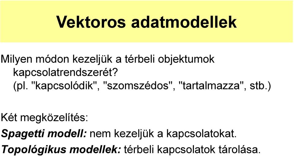 "kapcsolódik", "szomszédos", "tartalmazza", stb.