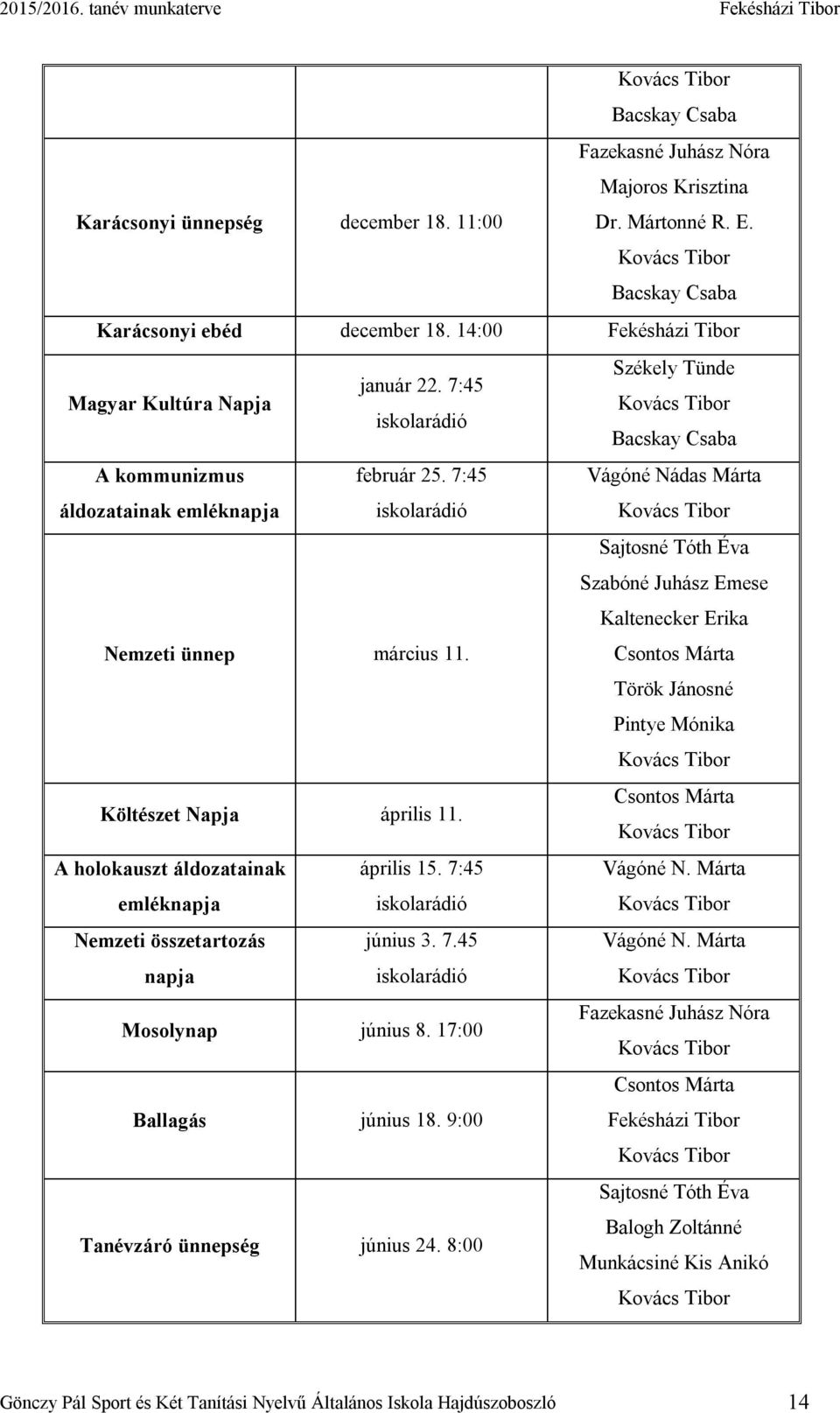 7:45 iskolarádió Vágóné Nádas Márta Kovács Tibor Nemzeti ünnep március 11.