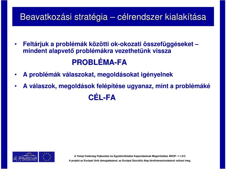 vezethetünk vissza PROBLÉMA MA-FA A problémák válaszokat, megoldásokat