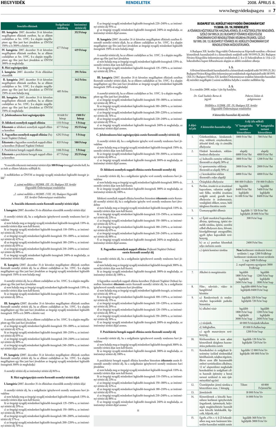 -a alapján megállapított egy főre jutó havi jövedelem az ÖNYM 150%-a és 300%-a között van 677 Ft/nap IV. kategória: 2007.