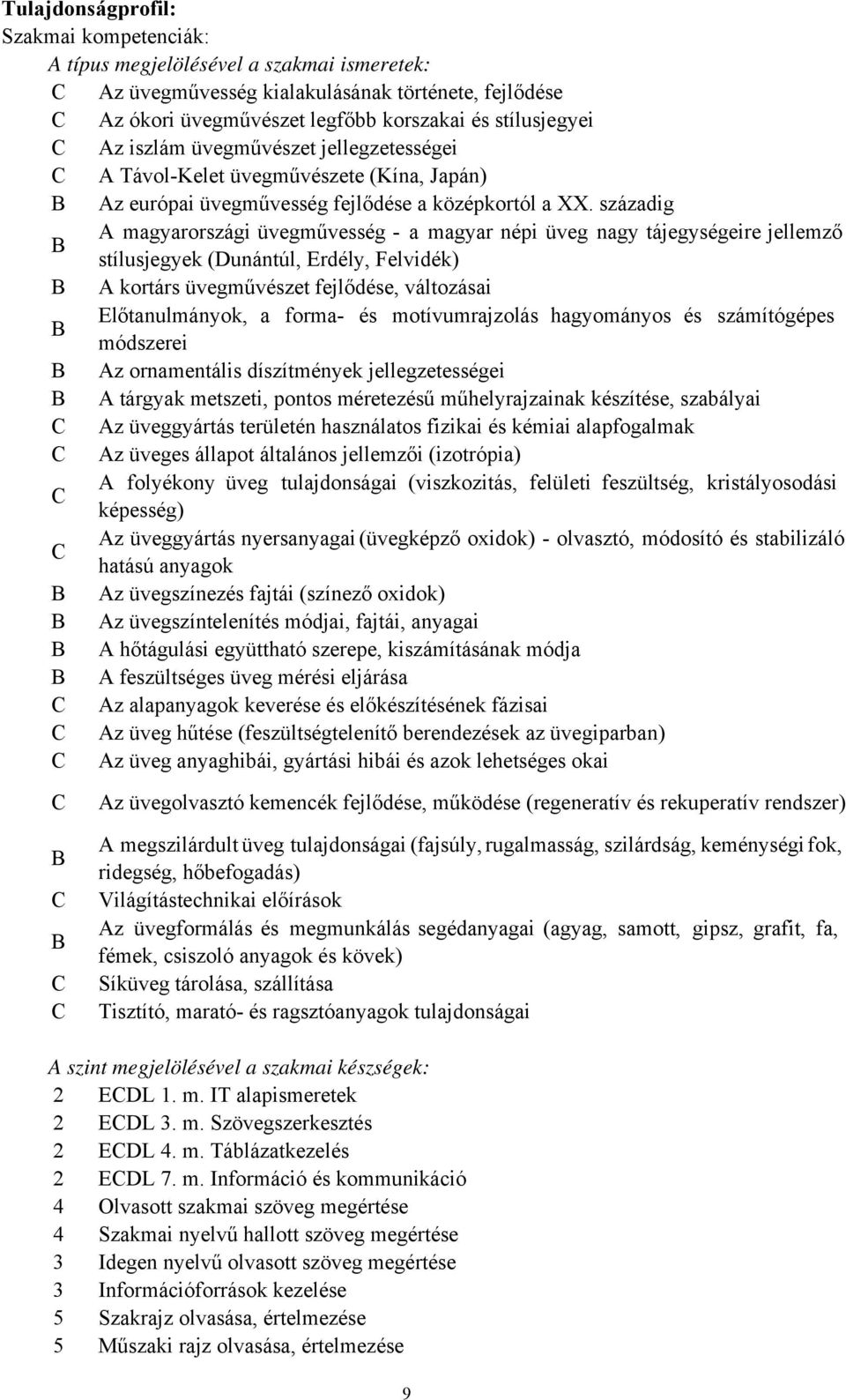 századig A magyarországi üvegművesség - a magyar népi üveg nagy tájegységeire jellemző B stílusjegyek (Dunántúl, Erdély, Felvidék) B A kortárs üvegművészet fejlődése, változásai Előtanulmányok, a