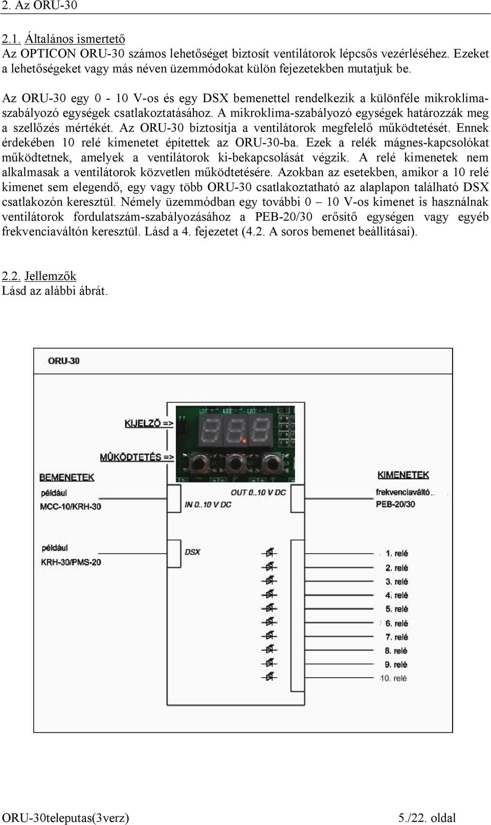 Az ORU-30 biztosítja a ventilátorok megfelelő működtetését. Ennek érdekében 10 relé kimenetet építettek az ORU-30-ba.