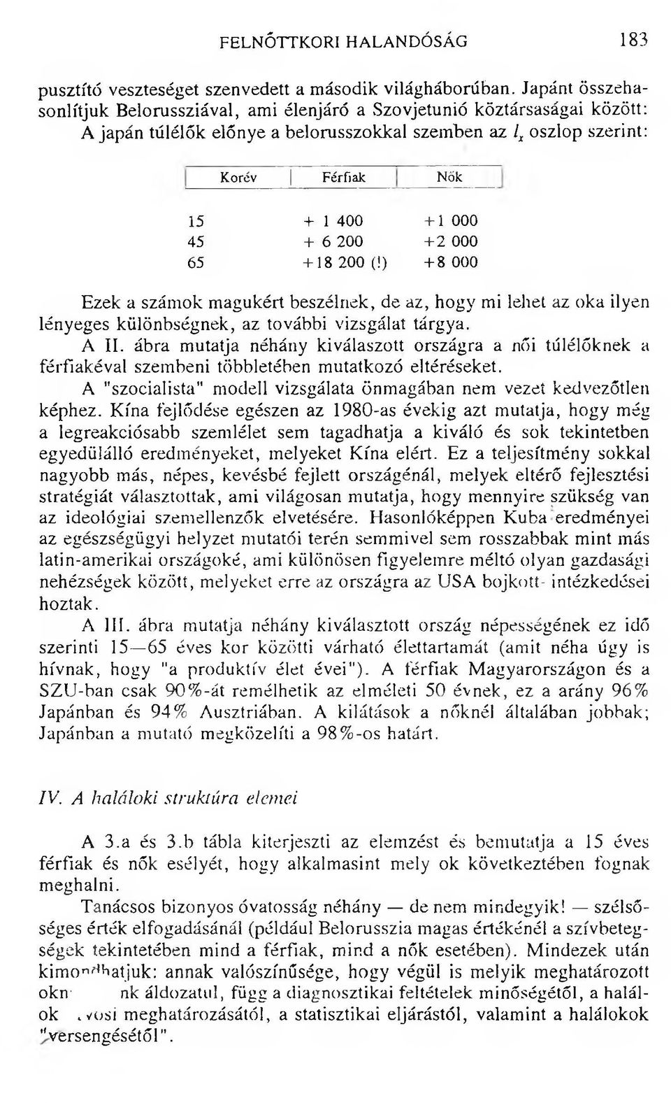 0 45 + 6 2 0 0 + 2 0 0 0 65 + 1 8 2 0 0 (1 ) + 8 0 0 0 Ezek a számok magukért beszélnek, de az, hogy mi lehet az oka ilyen lényeges különbségnek, az további vizsgálat tárgya. A II.