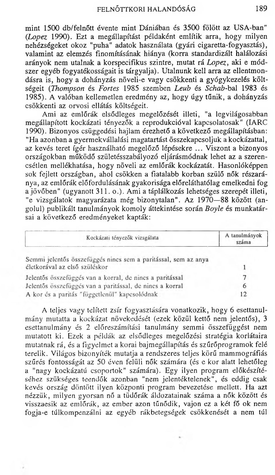 halálozási arányok nem utalnak a korspecifikus szintre, mutat rá Lopez, aki e módszer egyéb fogyatékosságait is tárgyalja).