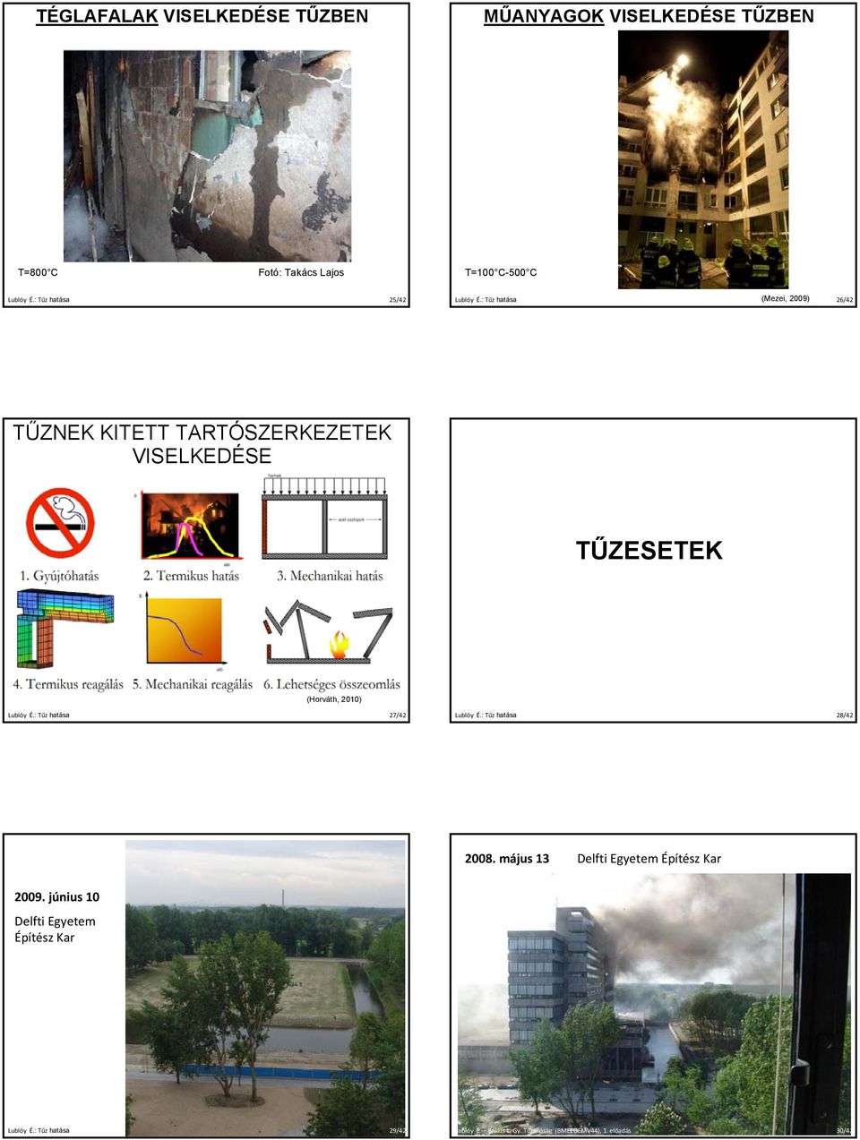 TŰZESETEK (Horváth, 2010) 27/42 28/42 2008. május 13 Delfti Egyetem Építész Kar 2009.