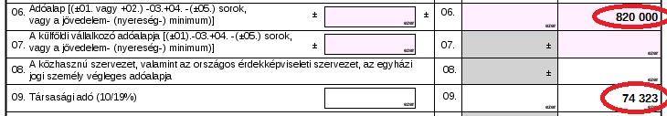 3.2 Progresszív mentesítés lehetősége a gyakorlatban, konkrét példa segítségével a bevallás kitöltése II. Konkrét példa (adatok eft-ban): Adóalap = 820.