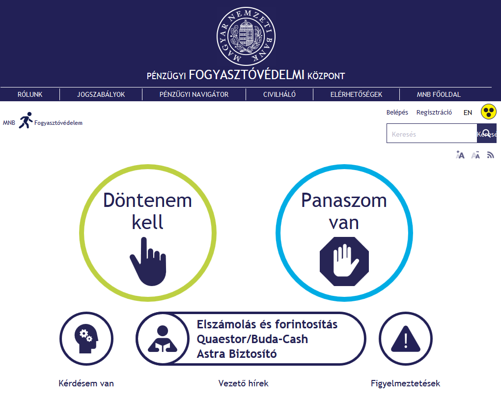 Fogyasztóvédelmi microsite A Pénzügyi Fogyasztóvédelmi